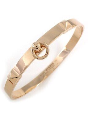 Hermes Bangle Collier de Chien PM Pyramid Medallion 18K Pink Gold #lg Bracelet